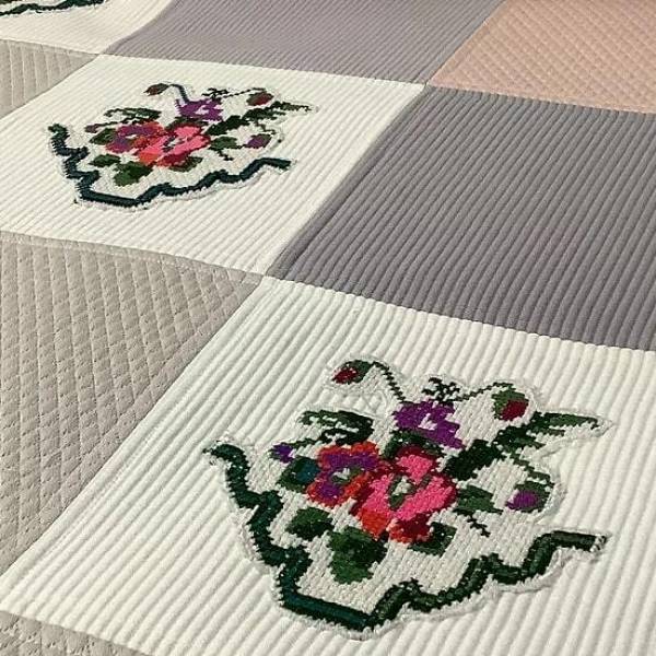 Kaneviçeli Patchwork Yatak Örtüsü - 3 Parça
