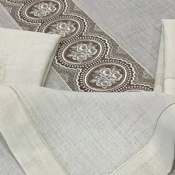  Gül Dantel Desenli Masa Örtüsü Set - 13 parça