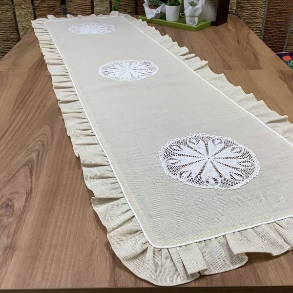 EL DANTELLİ RUNNER - KREM ZEMİN - 45*150 CM