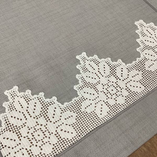 EL DANTELLİ GRİ ZEMİN RUNNER - 45*100 CM