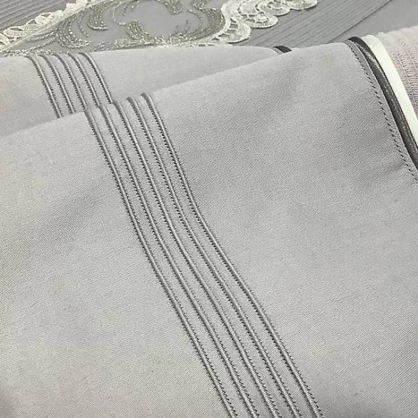 Gri Parlak Dantelli Pike Takımı - 6 parça